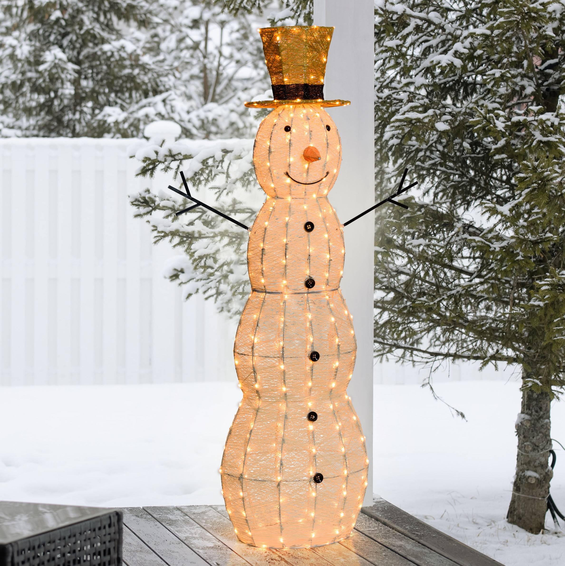 Bonhomme de neige lumineux 3D H150cm 320 LED ambré fixe Timer
