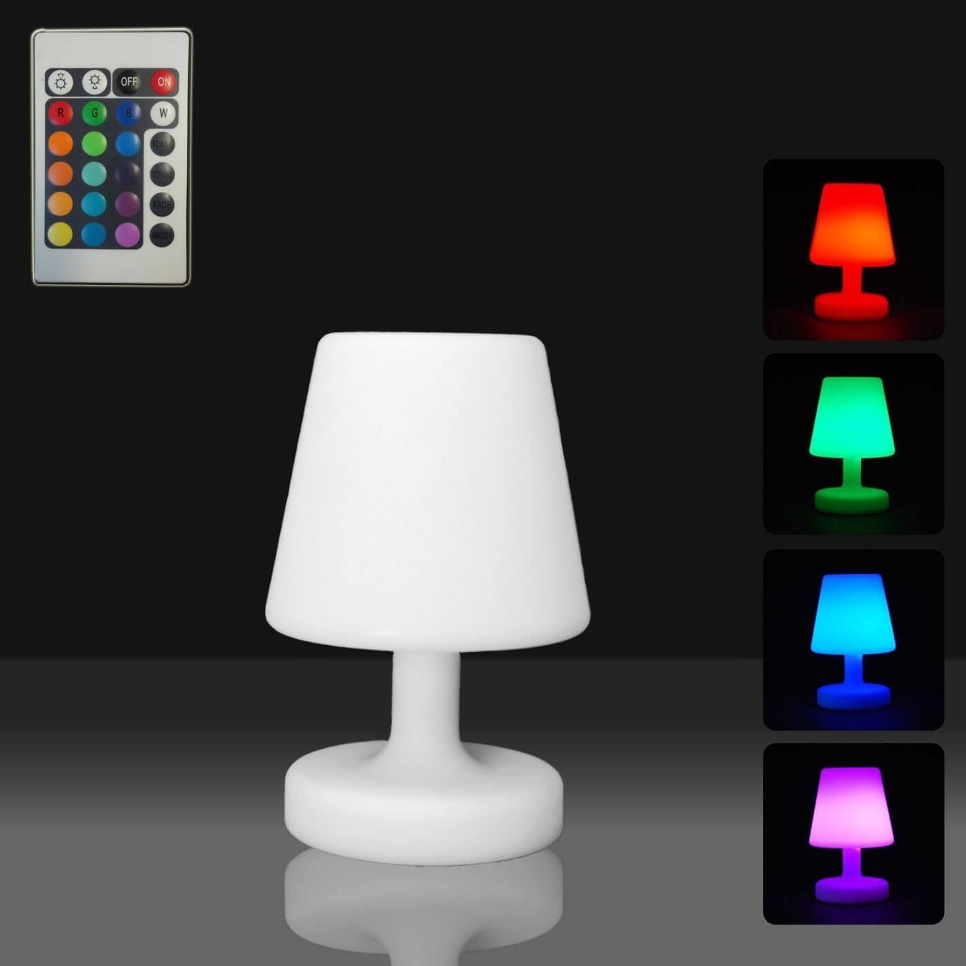 IROO Lampe de table LED extérieur avec Télécommande Blanc chaud 8 couleurs Intensité variable Lampe de Table sans fil étanche Décoration idéale pour votre maison et jardin carré conique 